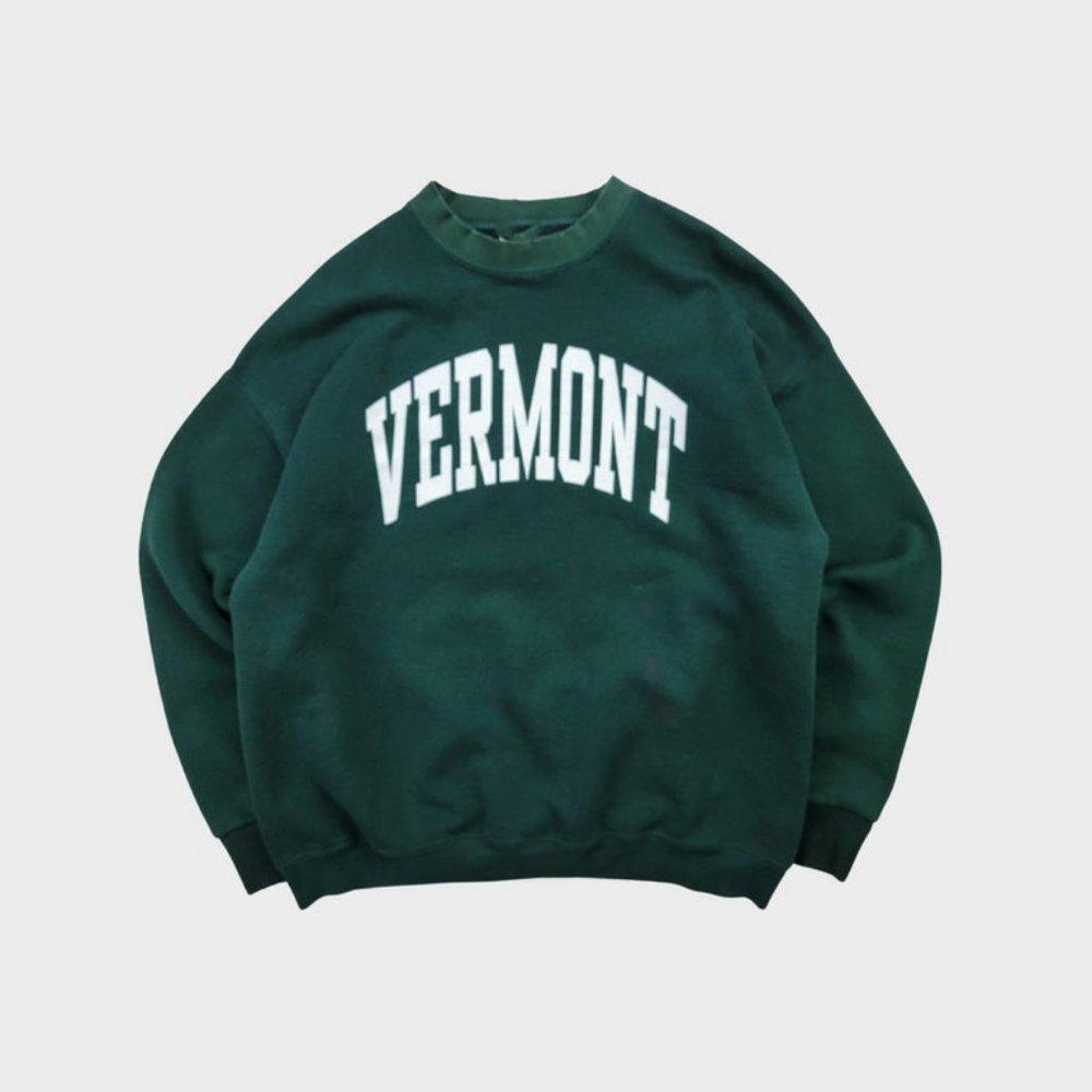 90S Vermont Collegiate Forest Green Crewneck Sweatshirt
